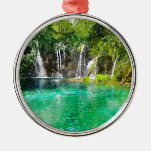 Vattenfall i nationalparken Plitvice i Kroatien Julgransprydnad Metall