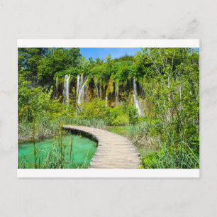 Vattenfall i nationalparken Plitvice i Kroatien Vykort