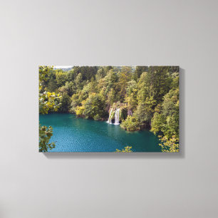 Vattenfall i nationalparken Plitvice - Kroatien Canvastryck