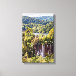 Vattenfall i nationalparken Plitvice - Kroatien Canvastryck