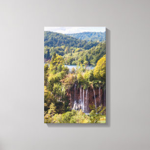 Vattenfall i nationalparken Plitvice - Kroatien Canvastryck