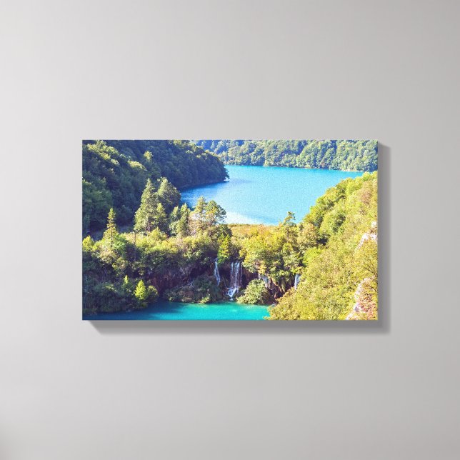 Vattenfall i nationalparken Plitvice - Kroatien Canvastryck (Framsida)
