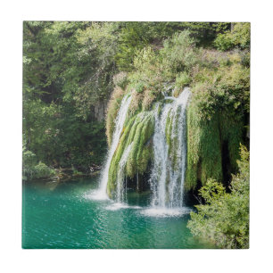 Vattenfall i nationalparken Plitvice - Kroatien Kakelplatta