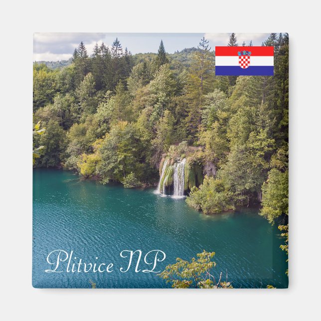 Vattenfall i nationalparken Plitvice - Kroatien Magnet (Framsidan)
