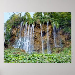 Vattenfall i nationalparken Plitvice - Kroatien Poster