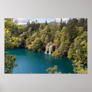 Vattenfall i nationalparken Plitvice - Kroatien Poster