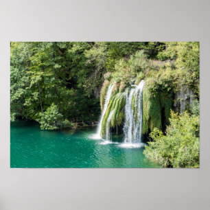 Vattenfall i nationalparken Plitvice - Kroatien Poster