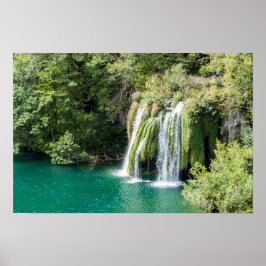 Vattenfall i nationalparken Plitvice - Kroatien Poster