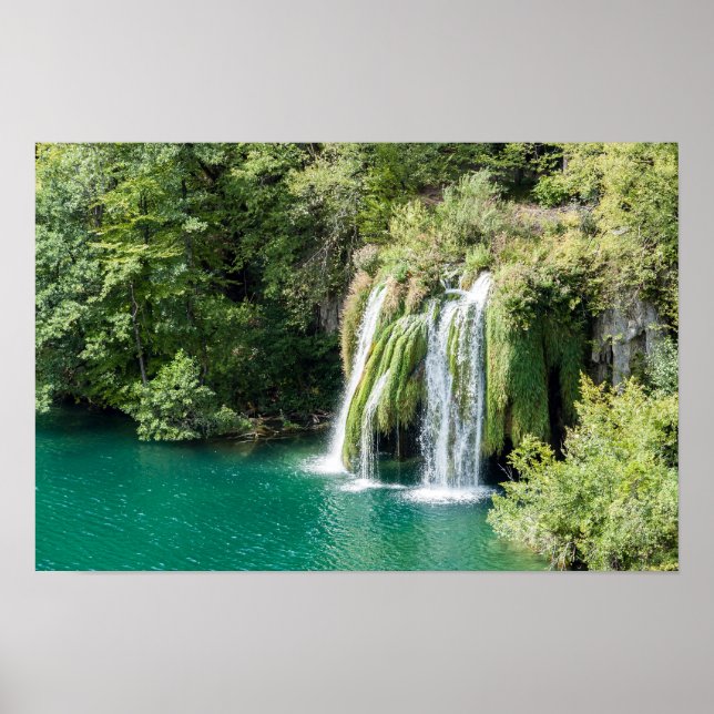 Vattenfall i nationalparken Plitvice - Kroatien Poster (Framsidan)