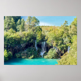 Vattenfall i nationalparken Plitvice - Kroatien Poster