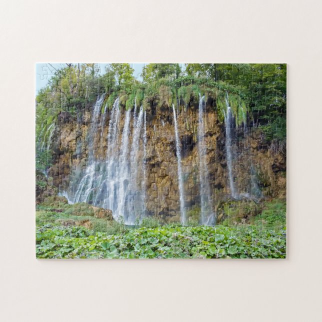 Vattenfall i nationalparken Plitvice - Kroatien Pussel (Horisontell)