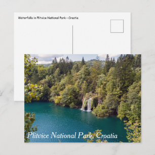 Vattenfall i nationalparken Plitvice - Kroatien Vykort