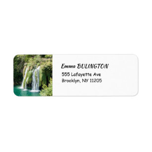Vattenfall i Plitvice nationalpark - Kroatien Returadress Etikett