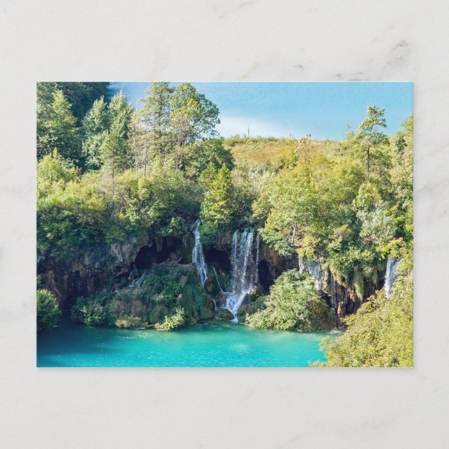 Vattenfall i Plitvice nationalpark - Kroatien Vykort (Framsida)