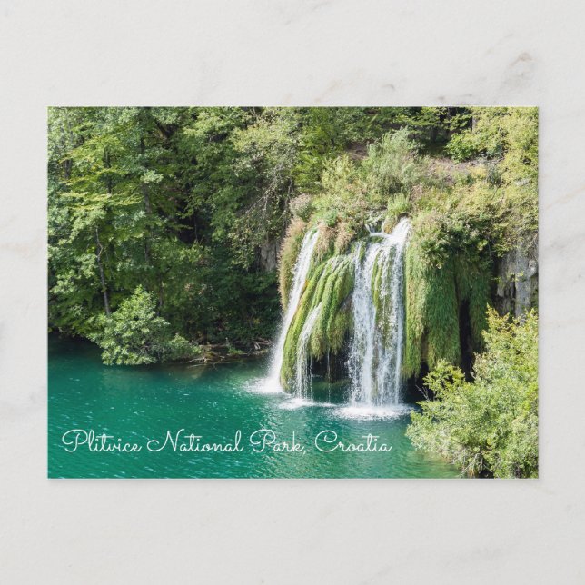 Vattenfall i Plitvice nationalpark - Kroatien Vykort (Framsida)