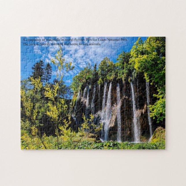 Vattenfall i Plitvice Sjöar Kroatien Pussel (Horisontell)