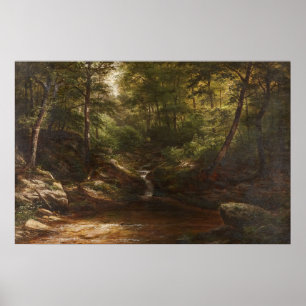 Vattenfall i skogen – George Hetzel Poster