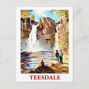 Vattenfall i Teesdale, England, vintage resor Vykort