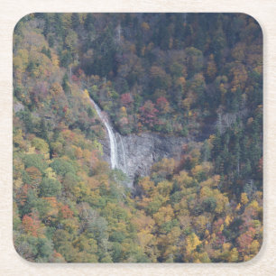 Vattenfall i Westerna North Carolina i Fall Underlägg Papper Kvadrat