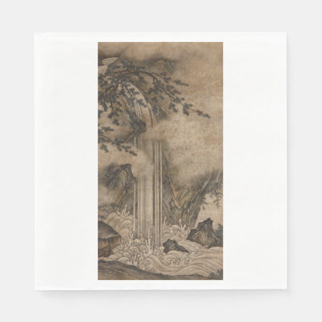 Vattenfall (japansk landskapskonst) (Kano Motonobu Pappersservett (Framsidan)