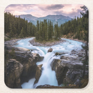Vattenfall Jasper National Park, Kanada Underlägg Papper Kvadrat