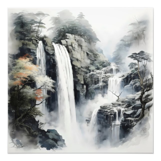 Vattenfall Landskap Natur Fototryck (Framsidan)