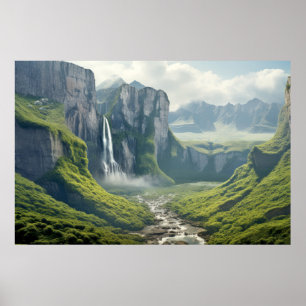 Vattenfall liggande Meditation Serene Poster
