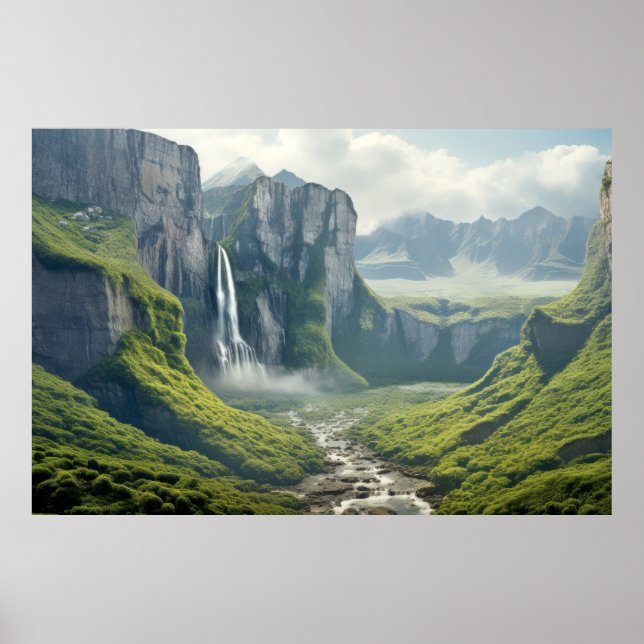 Vattenfall liggande Meditation Serene Poster (Framsidan)