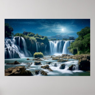 Vattenfall liggande Meditation Serene Poster