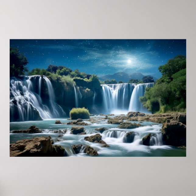Vattenfall liggande Meditation Serene Poster (Framsidan)