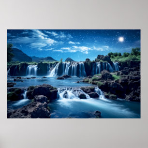 Vattenfall liggande Meditation Serene Poster