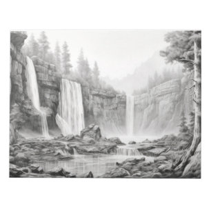 Vattenfall liggande naturen Äventyr Bläck Sketch Anteckningsblock
