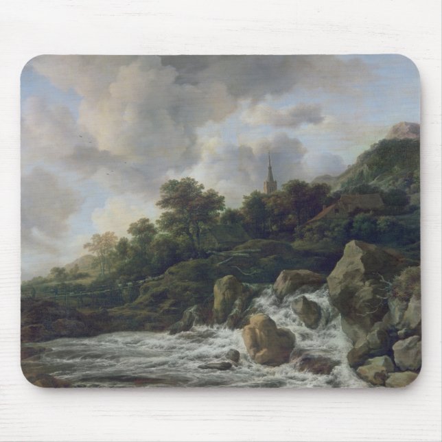 Vattenfall nära en by, c.1665-70 musmatta (Framsidan)