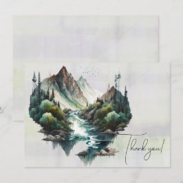 Vattenfall och bergsfärgmålning tack kort