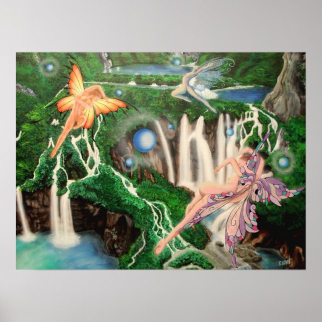 Vattenfall och Dancing Ljus Poster (Framsidan)