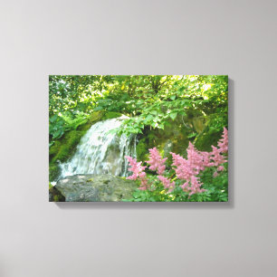 Vattenfall och rosa astilbe canvastryck