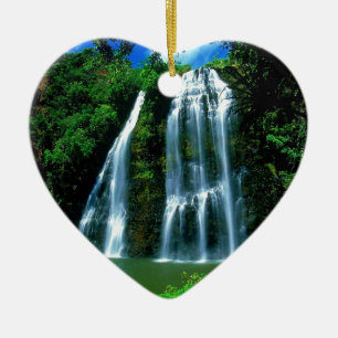 Vattenfall Opaekaa Kauai Hawaii Julgransprydnad Keramik