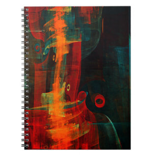 Vattenfall Orange Red Blue Abstrakt Art Anteckningsbok
