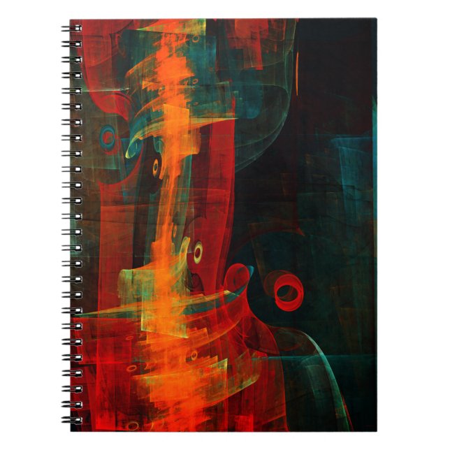 Vattenfall Orange Red Blue Abstrakt Art Anteckningsbok (Framsidan)