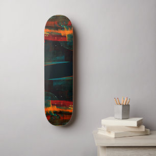 Vattenfall Orange Red Blue Abstrakt Art Mini Skateboard Bräda 18,5 Cm