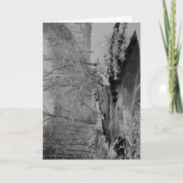 Vattenfall på en snödag helgkort