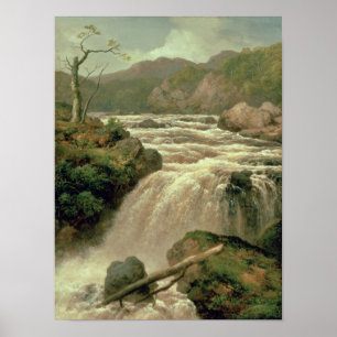 Vattenfall på floden Neath, södra Wales Poster