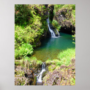 Vattenfall på vägen till Hana, Maui, Hawaii Poster
