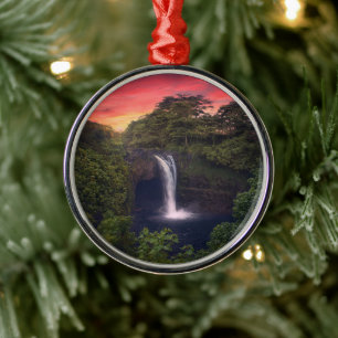 Vattenfall Rainbow Falls, Hilo, Hawaii Julgransprydnad Metall