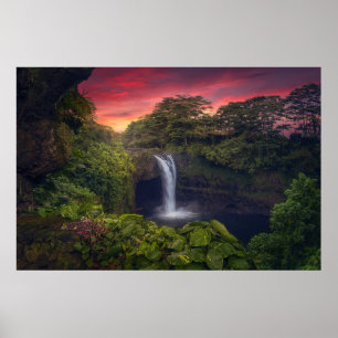 Vattenfall Rainbow Falls, Hilo, Hawaii Poster