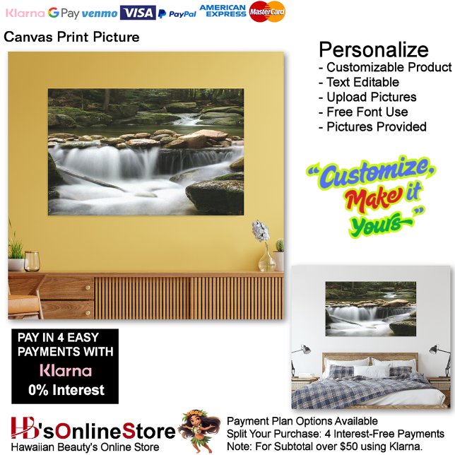 Vattenfall Slappna av Hemmet Bild 8 (Waterfalls Nature Relax Home Office Canvas Print Picture 8.)