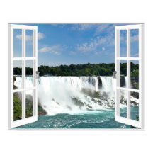Vattenfall Trompe l'oeil Fönsterutsikt