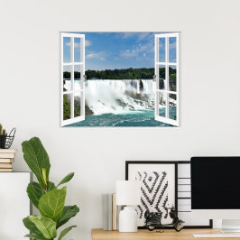 Vattenfall Trompe l'oeil Fönsterutsikt Poster