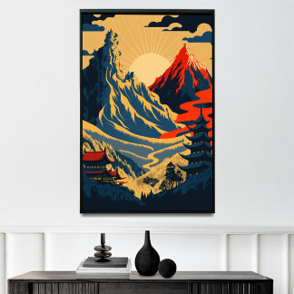 vattenfall ukiyo-e stil poster