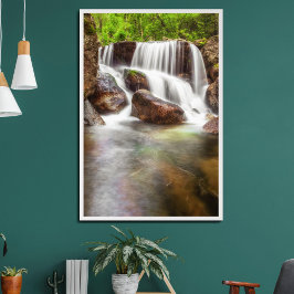 Vattenfall under hösten nära Queimadela-dammen Poster